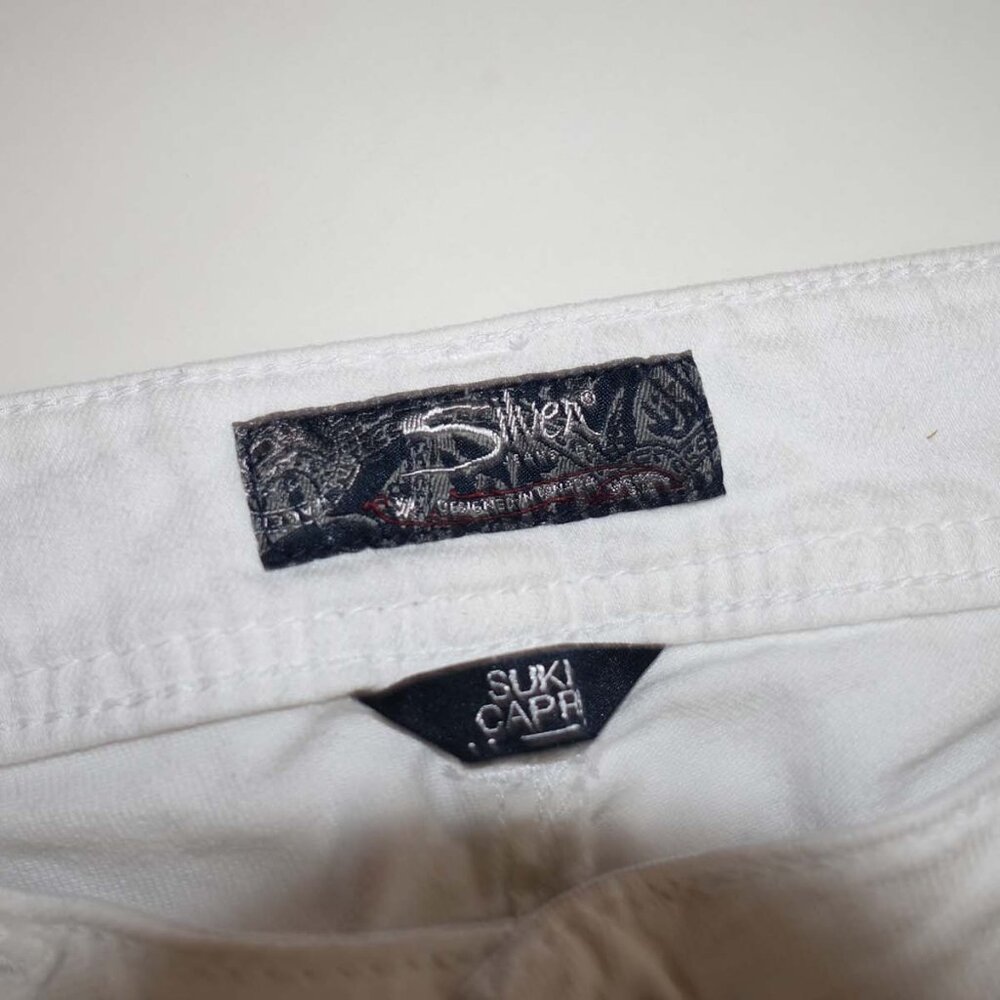 Silver Women's Suki Capri Jeans Size 30 Low Rise White 5 Pocket Denim EUC - Picture 3 of 7